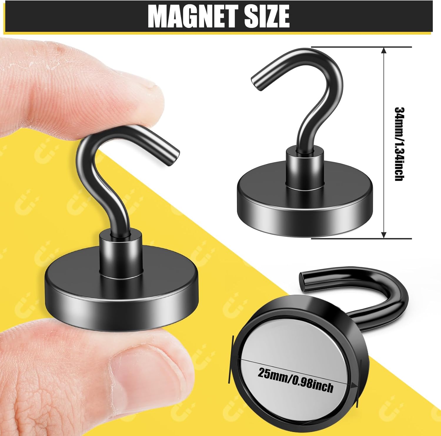 Magnetic Hooks Heavy Duty, 80 LBS Strong Magnetic Hook for Hanging, 20 Pack Black Magnet Hooks for Fridge, Large Magnet Hook for Cruise Accessories, Kitchen, Classroom, Garage, Wall, Travel