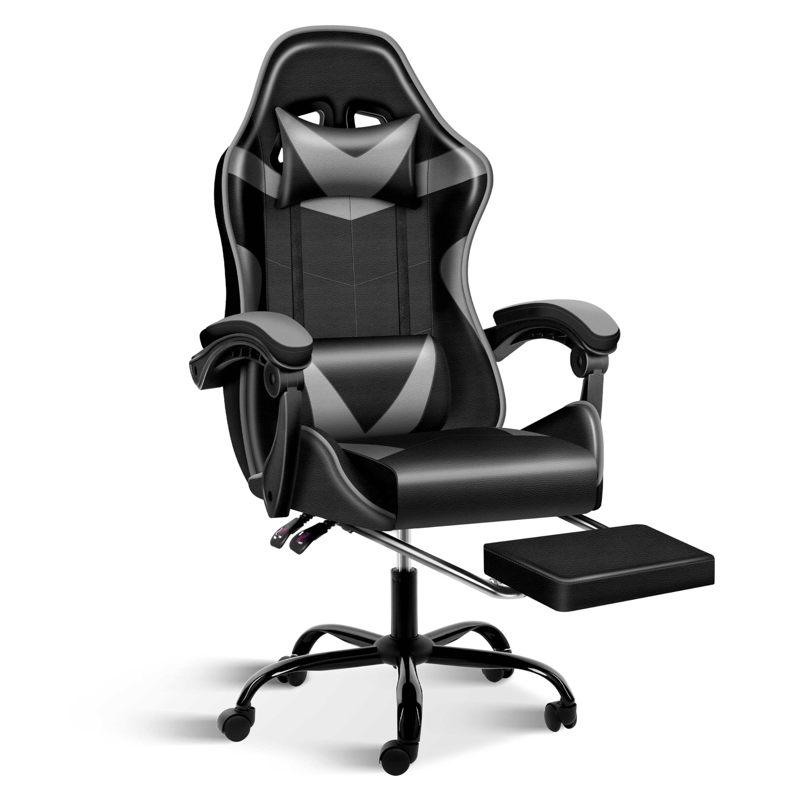 Ray Bear Gaming Chair, Ergonomic Computer Chair with Footrest and Lumbar Support, Height Adjustable Office Chair with 360° Swivel Seat and Headrest (