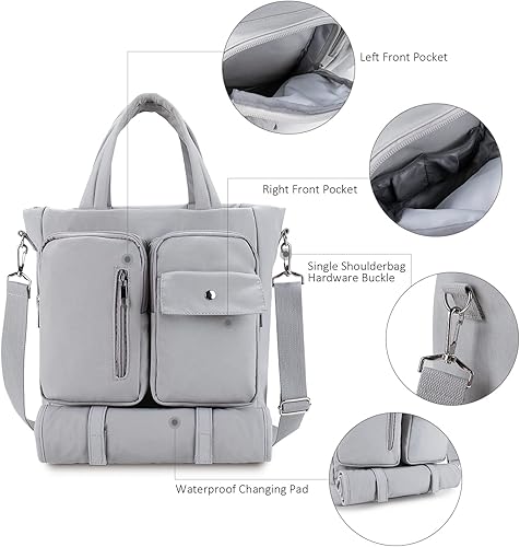 Miniatura 2 de Bolsa de pañales con estuche para chupete y cambiador de estación, bolso de mensajero multifunción para fin de semana, bolsa de bebé