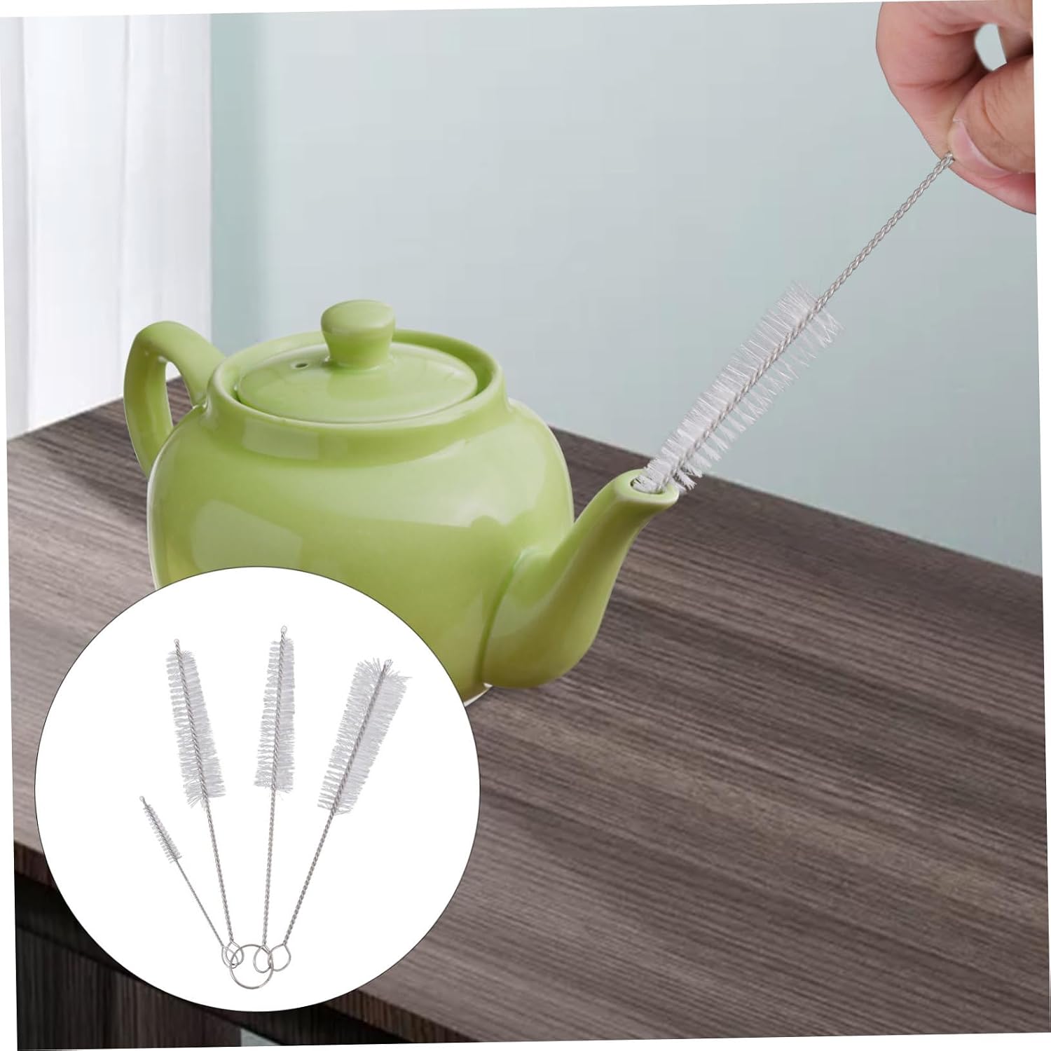 Kitchen Cleaning Brush Set, 2 Pack Nylon Steel Wire, Compact Silver image 4