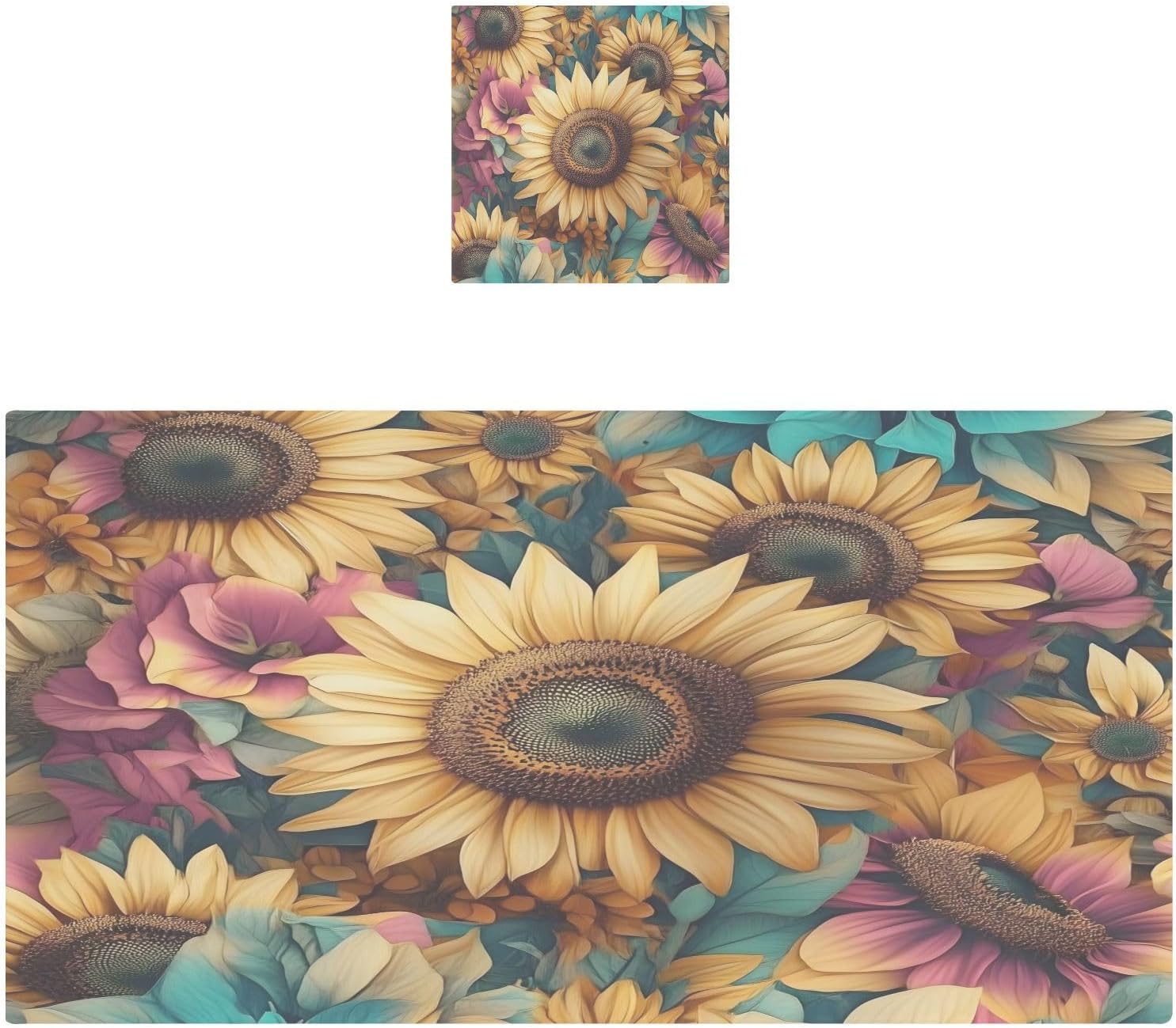 Sunflower Bath Towels Cotton Soft Absorbent Quick Dry Bath Towel Set of 2 for Home Hotel Bathroom Spa