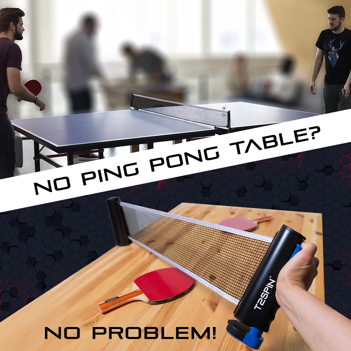 Red de ping pong retráctil de alta calidad para cualquier mesa, red portátil de tenis de mesa, red de ping pong con abrazaderas, accesorios de tenis de mesa, viene con bolsa de almacenamiento 3