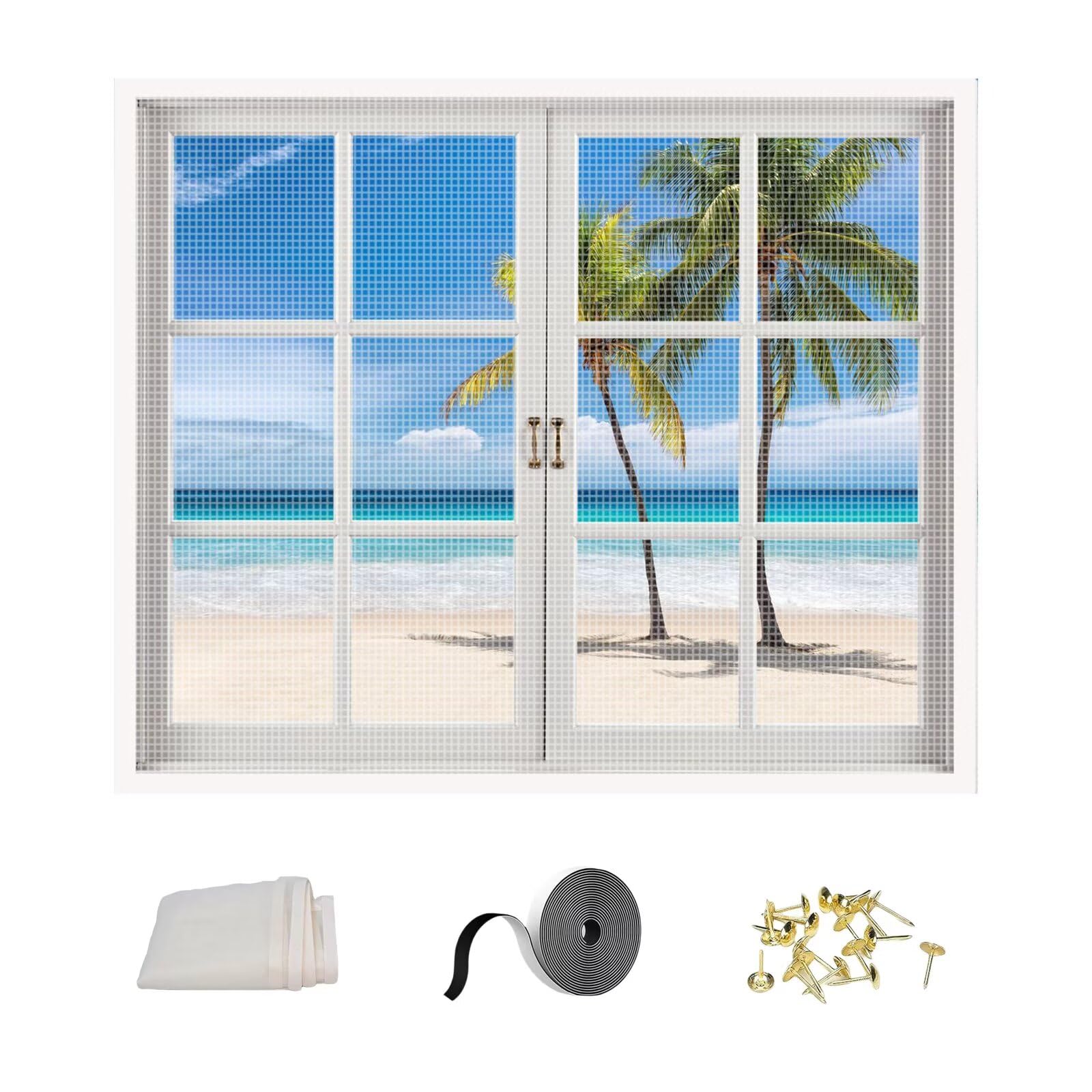 Moustiquaire fenêtre 105x120cm blanc pour des nuits fraîches