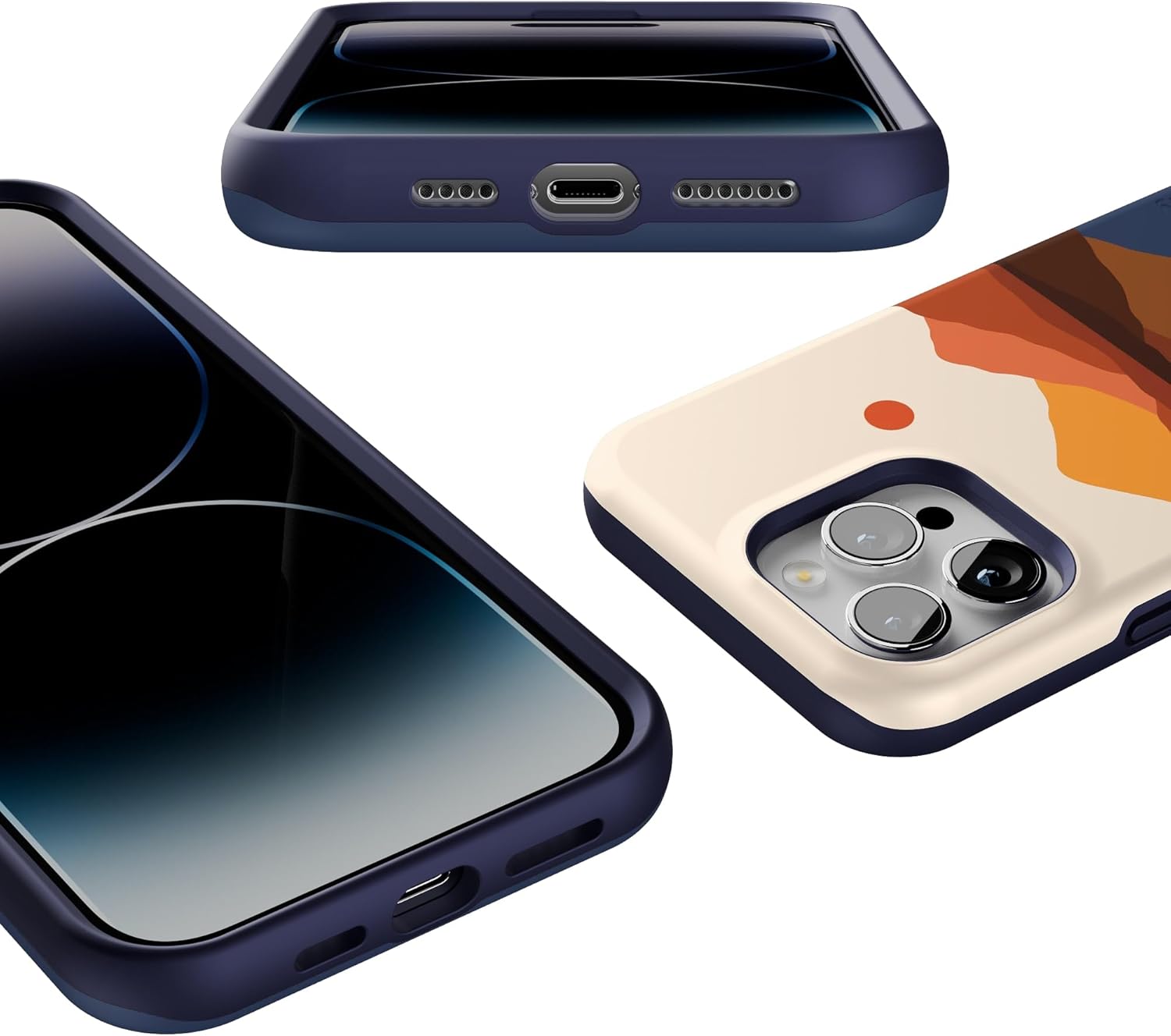 Casely iPhone 14 Pro Max Case | Opposites Attract | Day & Night Mountains | Bold Protective Design | Compatible with MagSafe