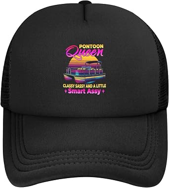 Pontoon Queen Classy Sassy and a Little Smart Assy Baseball Cap Black Breathable Trucker Hat for Women Men