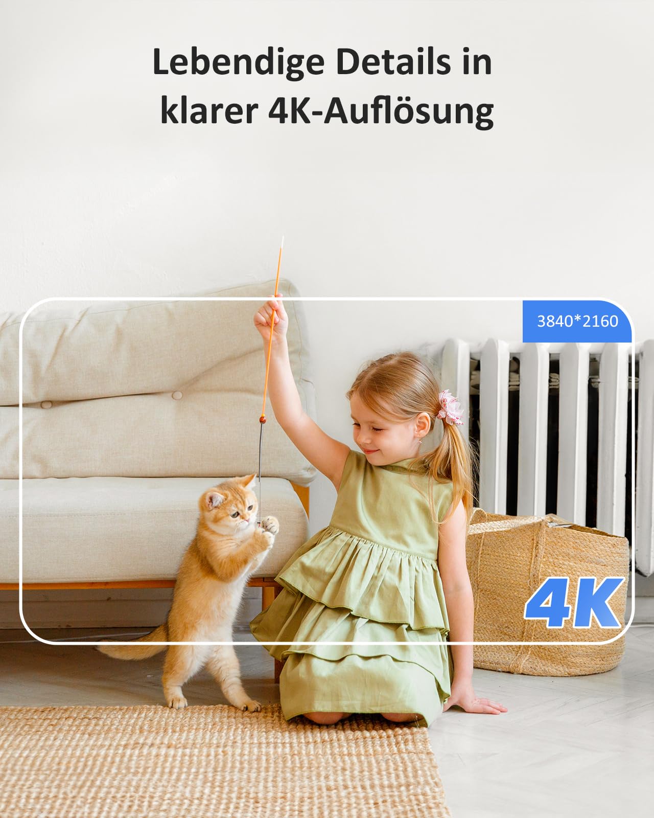 ANNKE Kamera do monitoringu 4K WLAN do wnętrz, 8 MP 2,4/5 GHz WLAN noktowizor, kamera dla psów, wykrywanie ruchu, 2-drożne audio, pamięć w chmurze i karty SD, dla niemowląt/zwierząt domowych Reno
