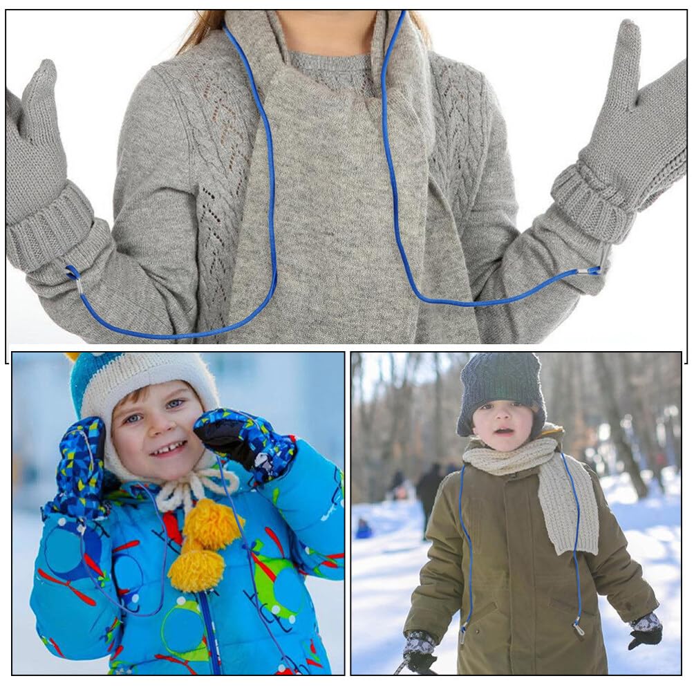 POPETPOP Glove Lanyard Adjustable Mitten Clips: Elastic Gloves Clip Anti-Lost Gloves Mitten Clips for Toddlers Children (Blue, 2pcs)