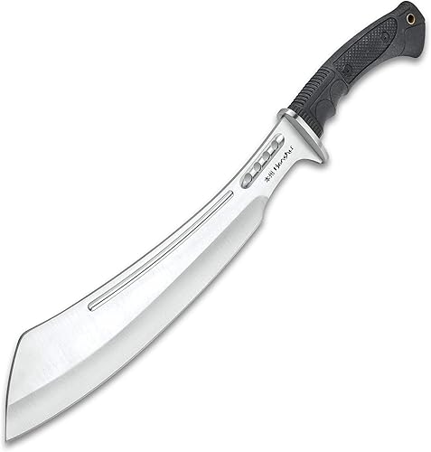 Miniatura 5 de HONSHU Boshin Parang con funda de cinturón de cuero, hoja de acero inoxidable 7Cr13, agujeros pasantes para reducir el peso, mango de TPR moldeado y