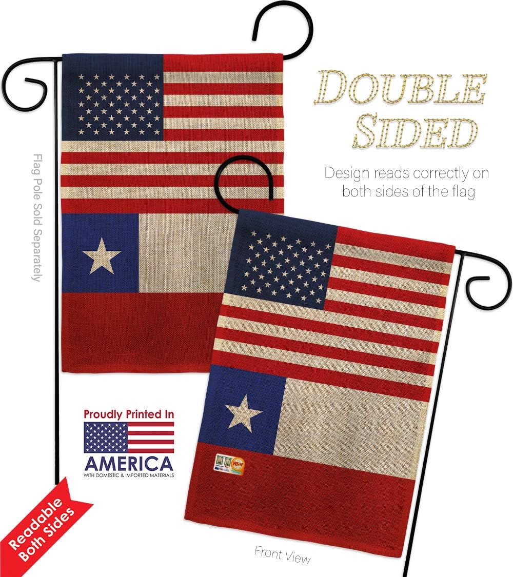 Chile US Friendship Burlap Burlap Garden Flag Regional USA American Alliance World Country Particular Area Small Decorative Gift Yard House Banner Double-Sided Made In 13 X 18.5