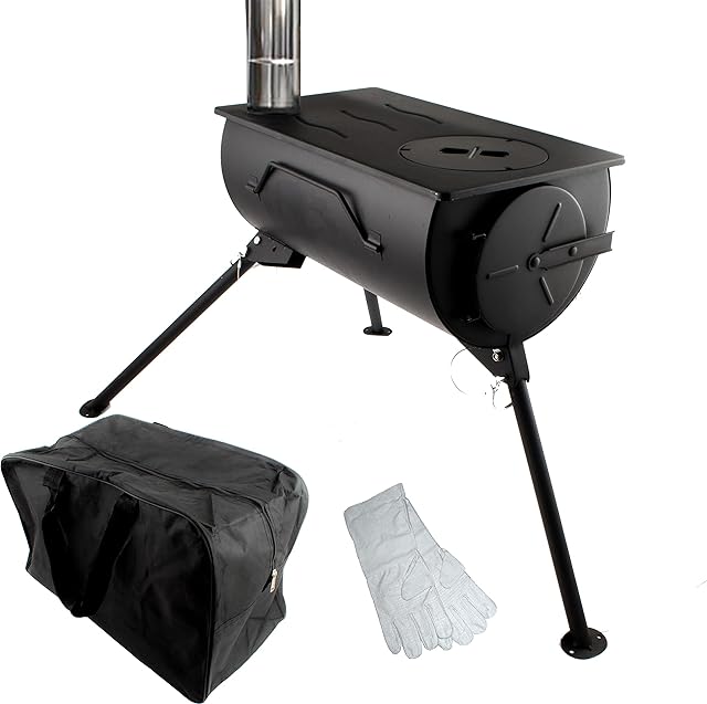 NJ Comfort Wood Burning Stove Portable Camping Cooker Tent Heater Firepit