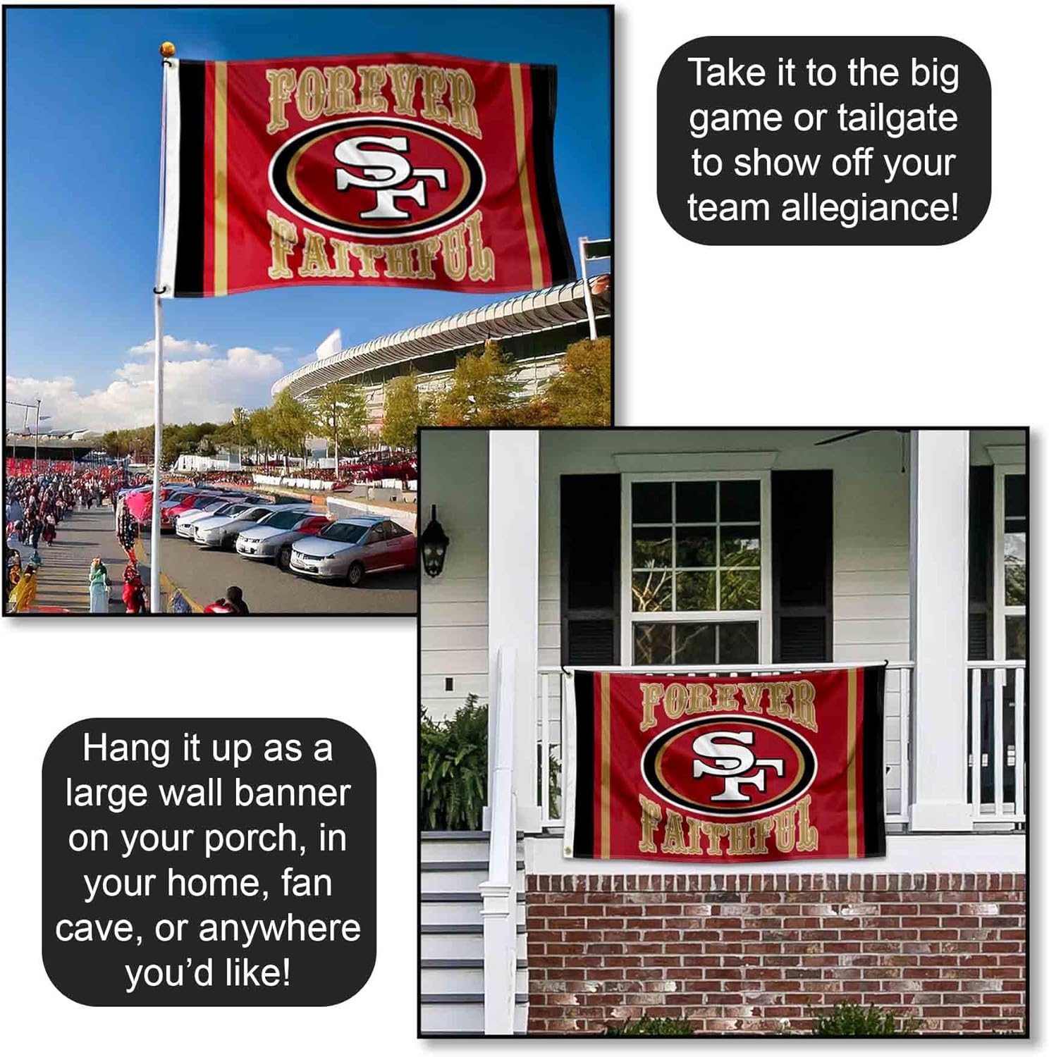 San Francisco 49ers Forever Faithful Large 3x5 Flag - Image 4
