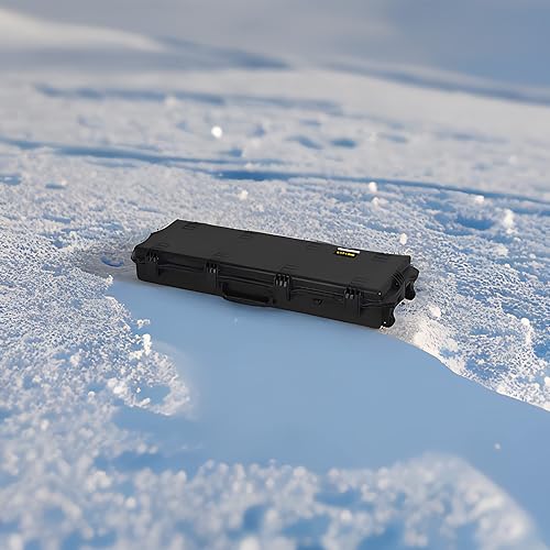 Miniatura 5 de MEIJIA Funda rígida portátil para rifle impermeable para todo tipo de clima, con ruedas, ajuste personalizable con espuma insertada, diseño ligero,