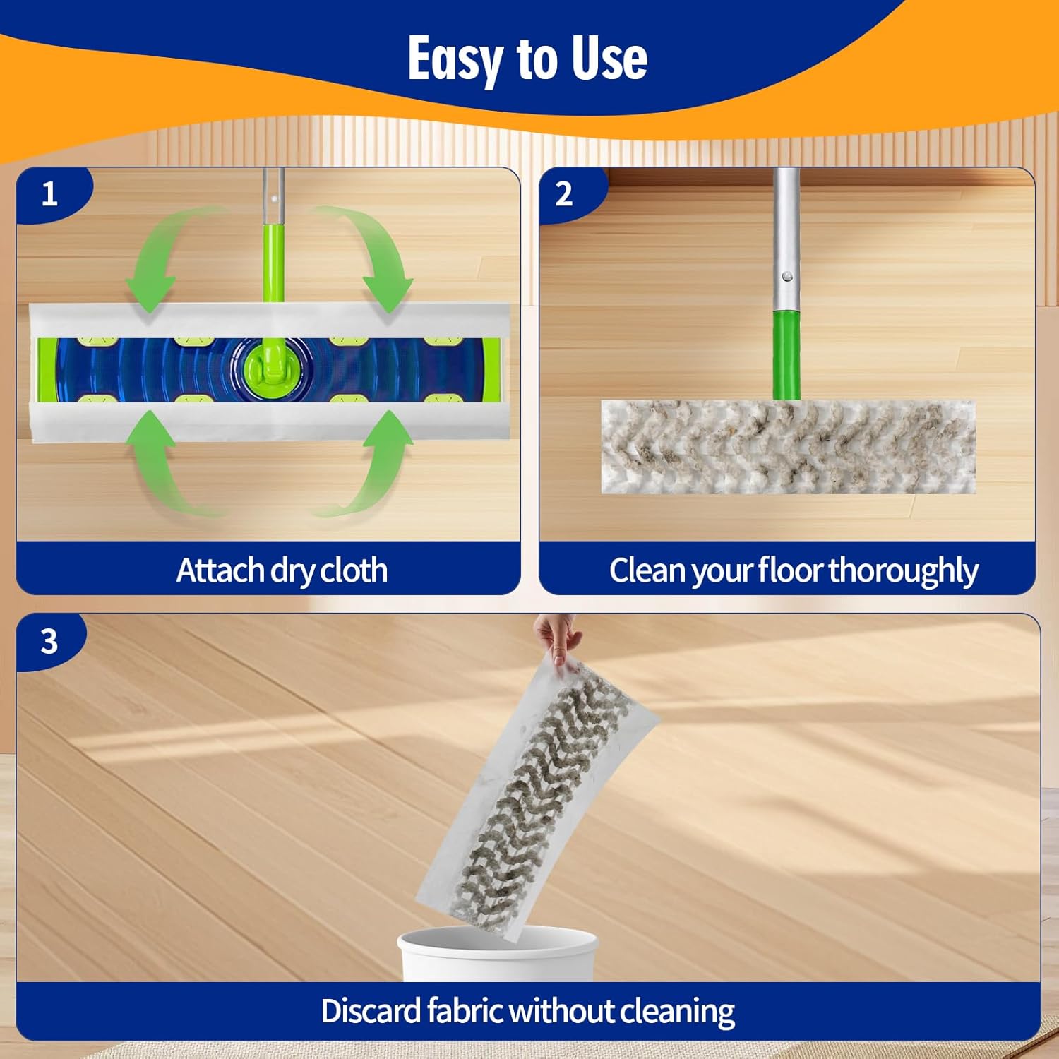 60 Count XL Pet Dry Sweeping Cloth Refills for Swiffer Sweeper XL Mop, Unscented Heavy Duty Dry Pads Refills for Multi-Surface Floor Cleaning