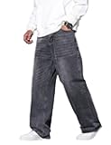 Baggy Jeans Men Wide Leg Hip Hop Jeans Mid Rise Denim Pants Loose Fit Skater Trousers