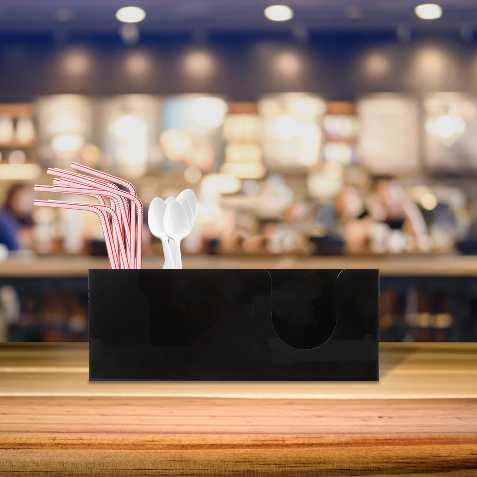 Levemolo Organizzatore per Bar Caffè in Legno Scomparti, Porta Cannucce e Scatola Bustine Tè, Contenitore per Stazione Caffè da Banco, Accessorio per Forniture Bar e Bevande