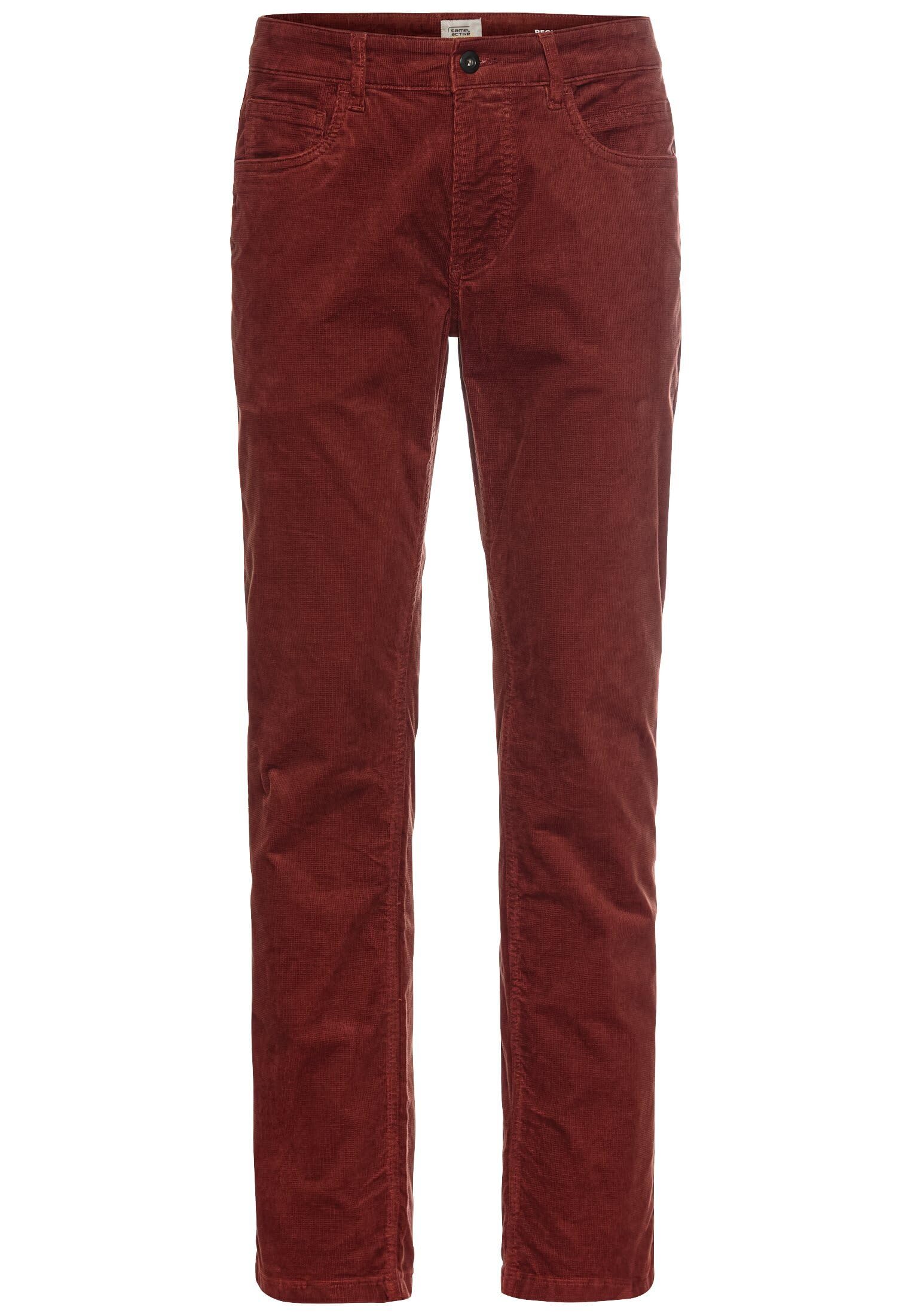 camel active Men's Regular Fit 5-Pocket Corduroy Trousers, DarkRed, 36 W/32 L