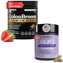 ColonBroom GLP-1 Weight Management 30 Reservings + Premium Powder Supplements Strawberry, 50 Reservings | يدعم التحكم في الشهية والطاقة وتوازن المزاج وتخفيف الانتفاخ وصحة الأمعاء