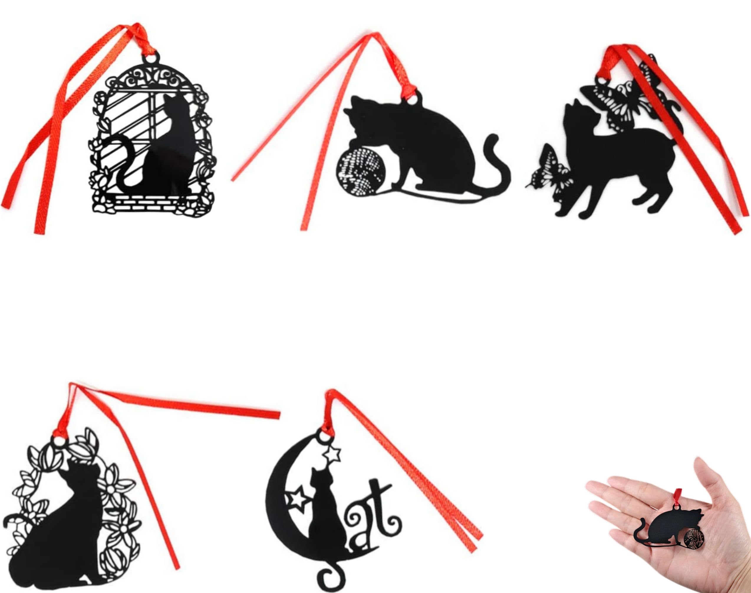 Amazon.co.jp: しおり 栞 黒猫 かわいい ネコ ステンレス 金属