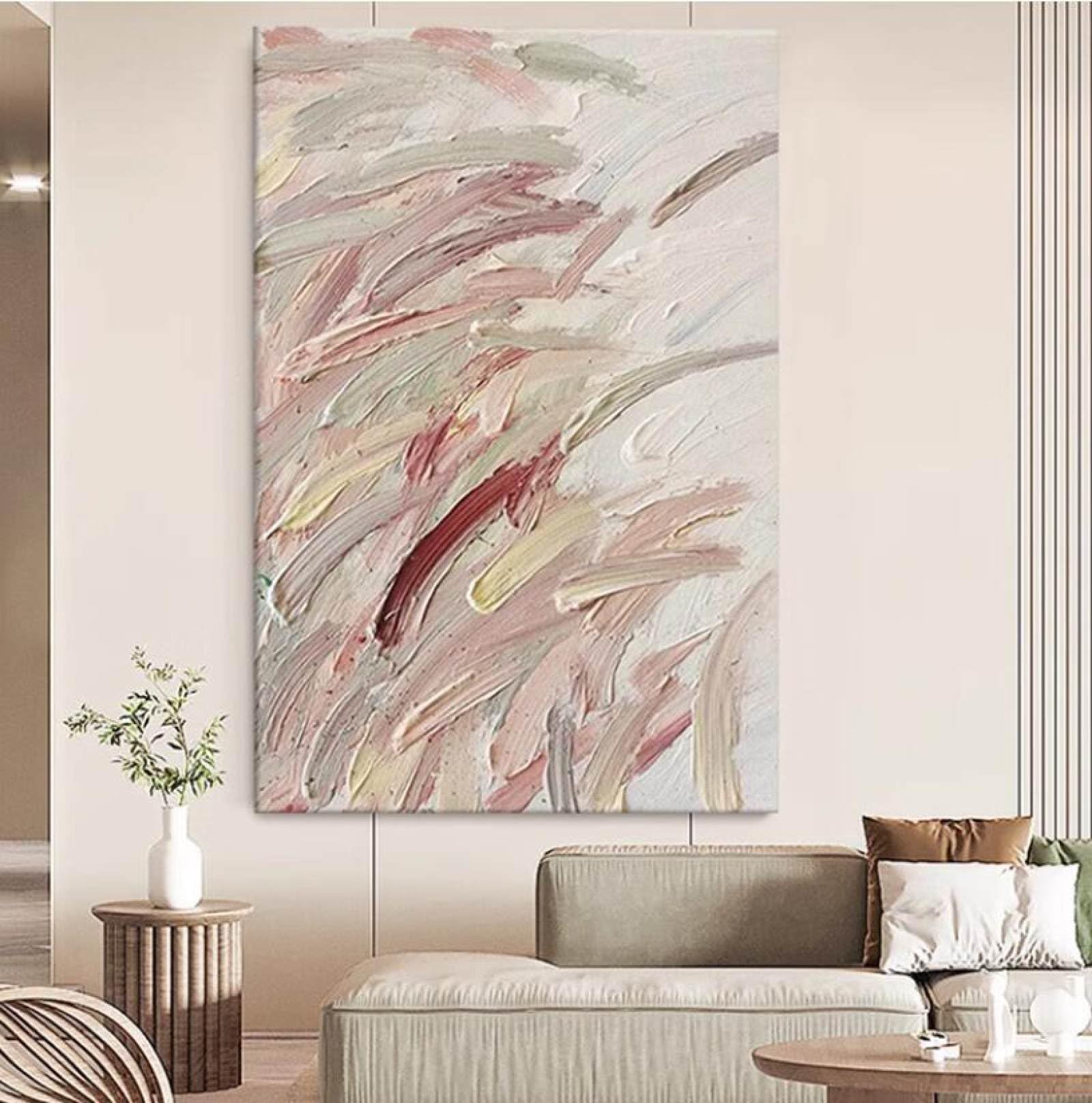 Peinture de texture lignes colorées minimalistes décoration murale grand format