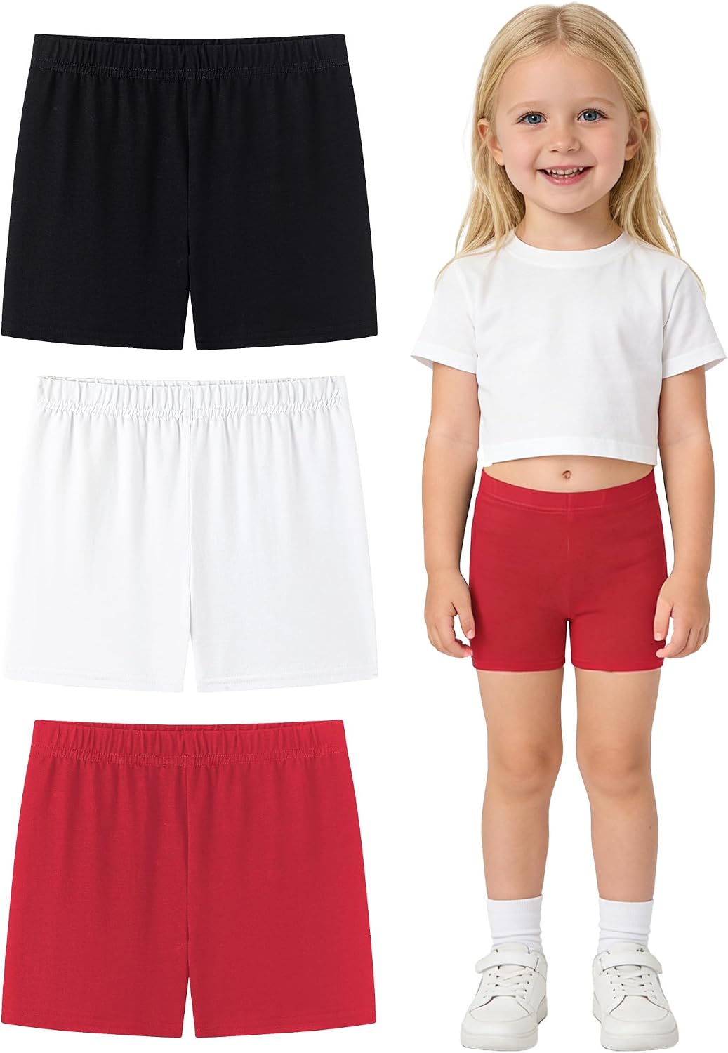 DIPUG Toddler Girls Biker Shorts 3 Pack Cartwheel Shorts for Girls Dance Tumbling 3T–7Y