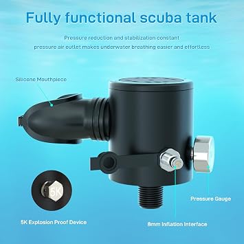 Mini Scuba Tank 0.5L Diving Tank with DOT Certification Reusable Lung Air Tank Backup Air Source Pony Bottle for Underwater Shooting and Emergency Rescue Operations