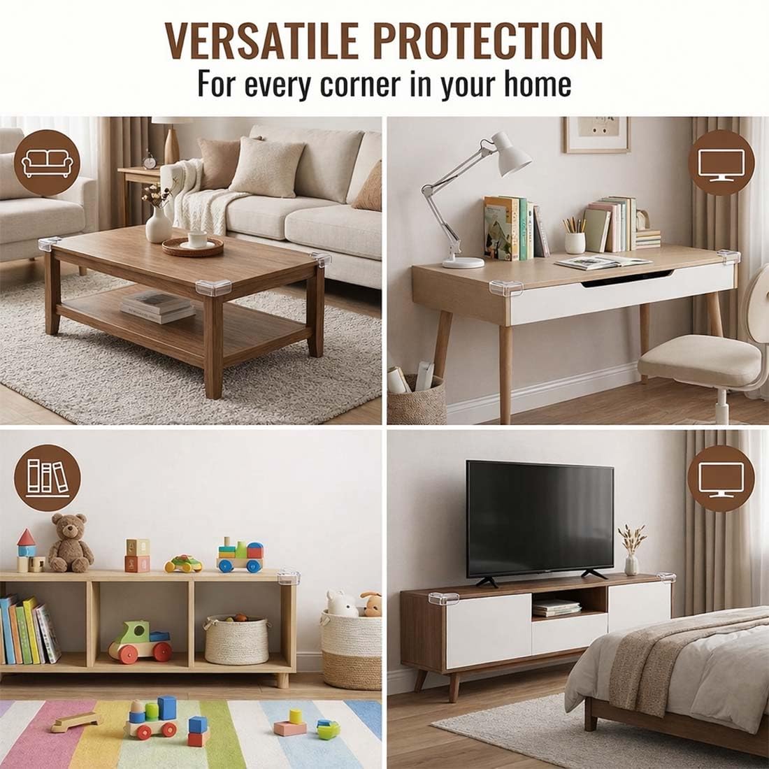 Protector Esquinas Bebe 10 Piezas Transparente Forma L Protección Mesa Muebles Niños — view 4