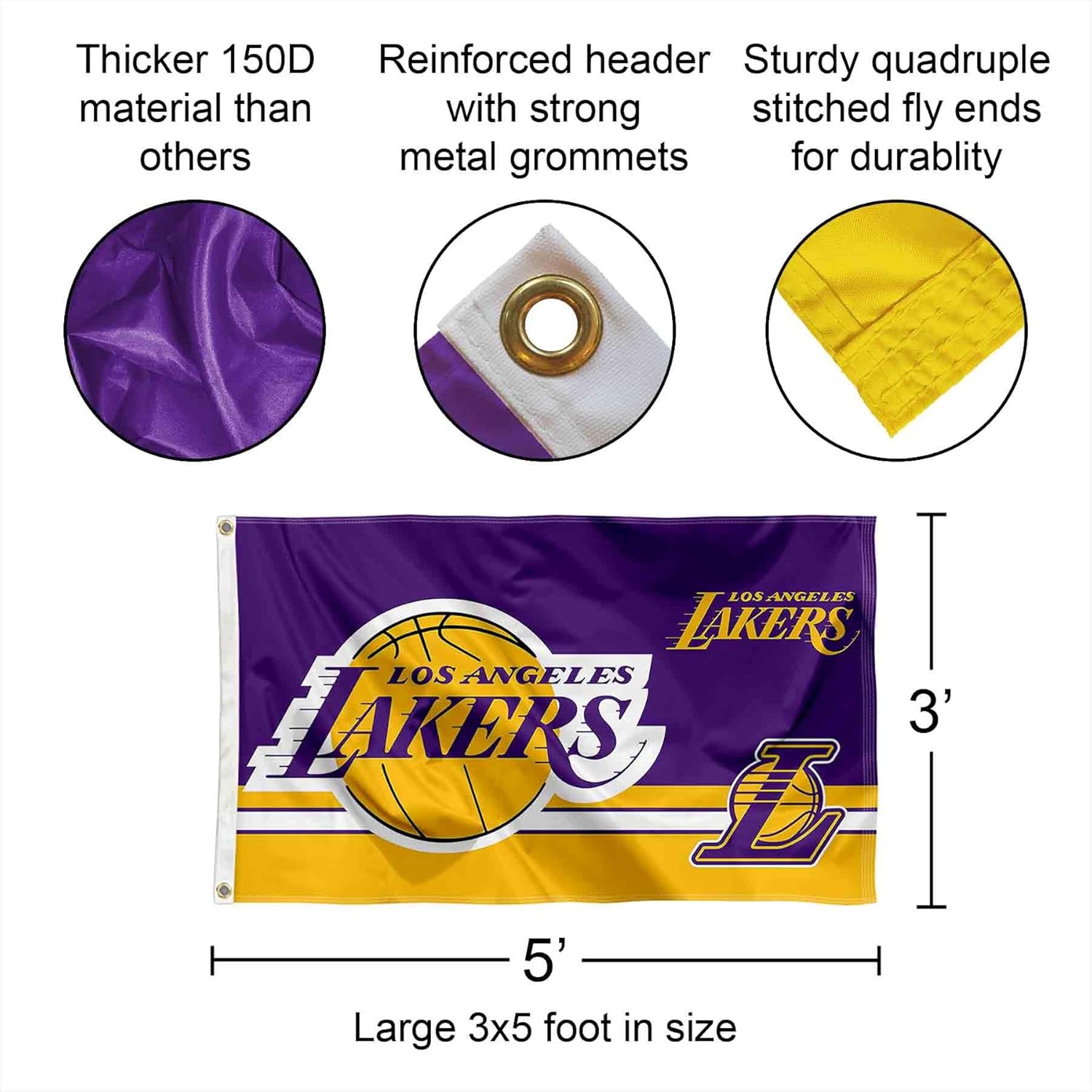 Los Angeles Lakers Dual Logo Indoor Outdoor Flag Banner - Image 2
