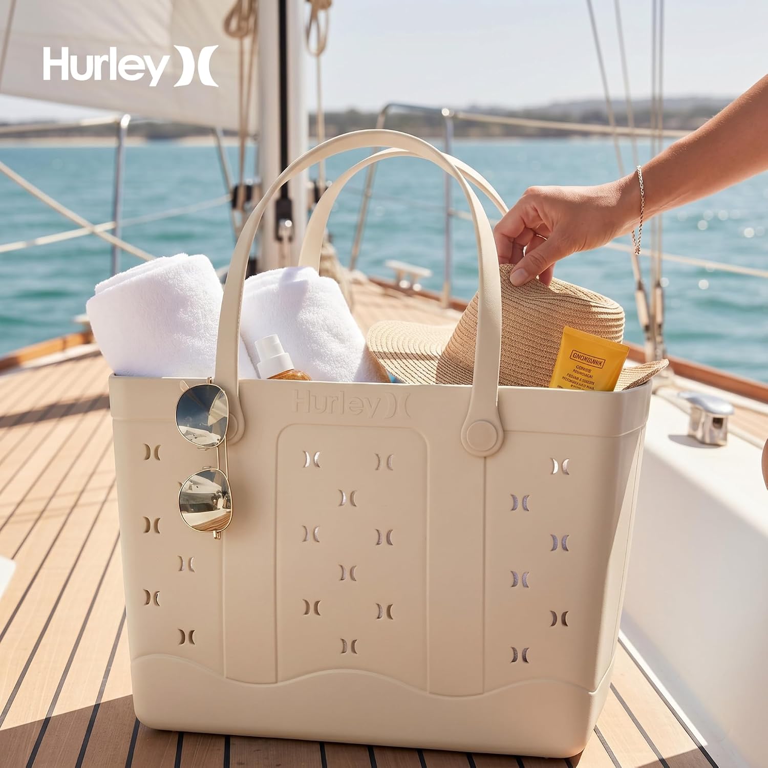 Hurley Beach Tote Bag – Large Waterproof Beach Bag & Pool Bag for Summer, Travel & Everyday Use