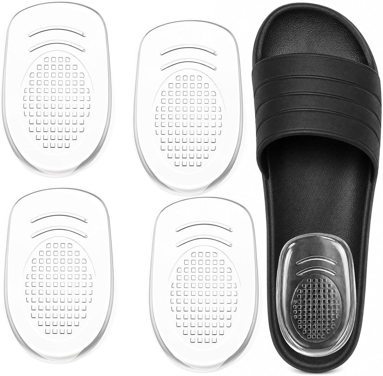 Heel Gel Pads, 4 Pcs Clear Gel Inserts for Heels with Non-Slip Grip