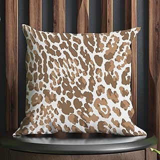 Fundas de cojín para exteriores, estilo chinoiserie con estampado de leopardo, guepardo, color marrón claro, impermeable, para patio, sofá y banco, 24 x 24 pulgadas