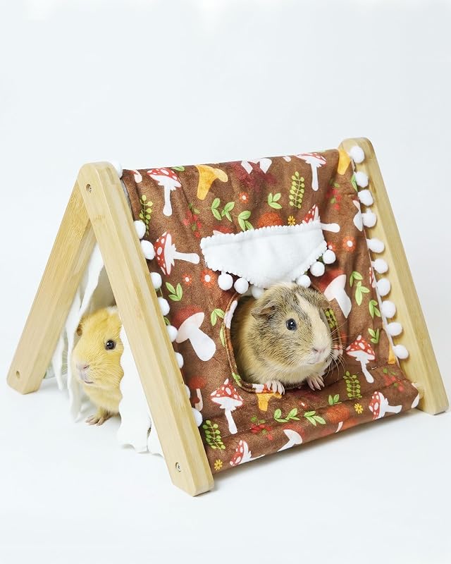 Casa para Porquinho-da-Índia com Túnel e Esconderijo de Bambu cimiycob DB-01-Brown