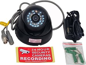 VideoSecu CCTV Security Dome Camera Day Night Vision Outdoor CCD Vandal-Proof 3.6mm Wide View Angle Lens 480TVL with Bonus Power Supply 1Z0