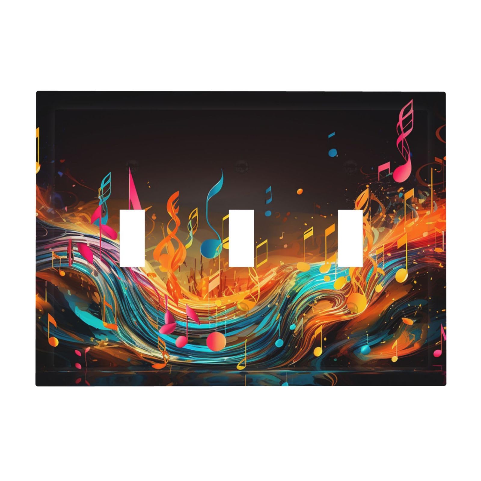 3-Gang Decorator Wall Plate Colorful Musical Light Switch Cover Triple Toggle Receptacle Wall Plate Mid Size 4.8" x 6.7" Wallplate Unbreakable Polycarbonate Outlet Faceplates Covers
