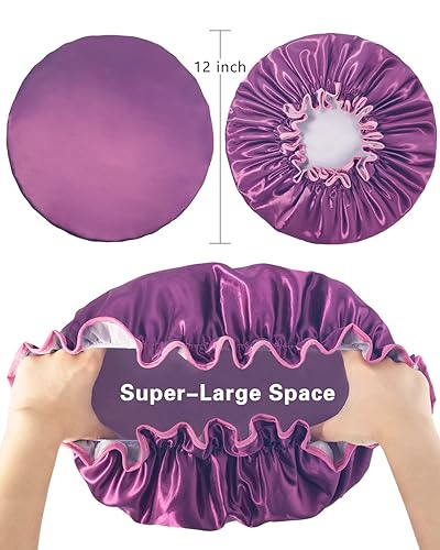 Miniatura 19 de Aquior Large Shower Cap, Shower Cap for Women Reusable Waterproof, Bath Hair Cap for All Hair Lengths,for Ladies, Men and Kids (Flower)