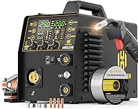 Vista 10 de H HZXVOGEN 145A Soldador MIG, Soldador de núcleo de flujo 110V/220V con sinergia, soldador portátil sin gas de doble voltaje IGBT Inverter 145A