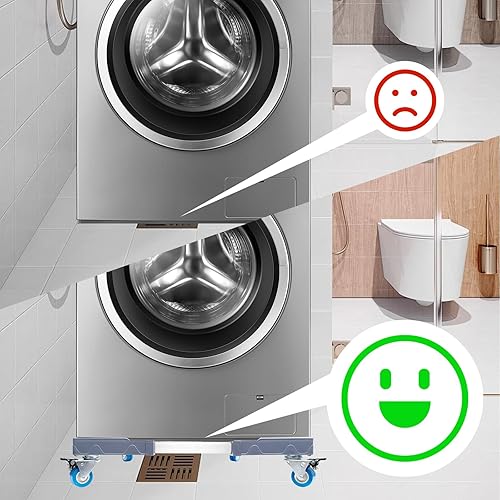 Miniatura 7 de Soporte para muebles con ruedas de bloqueo, soporte ajustable para lavadora, secadora, refrigerador