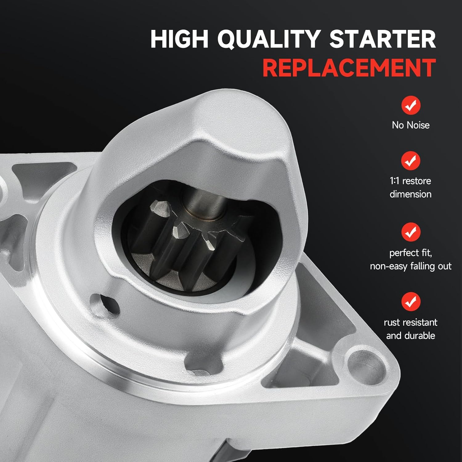 New Starter Compatible with 2006-2012 Honda Accord 2.4L, 2007-2011 CR-V Element 2.4L, 2006-2011 Civic 2.0L, 2006-2014 Acura TSX 2.4L, 2006-2008 CSX 2L 31200-RAA-A61 31200-RRA-A51 31200R40A01 17960N