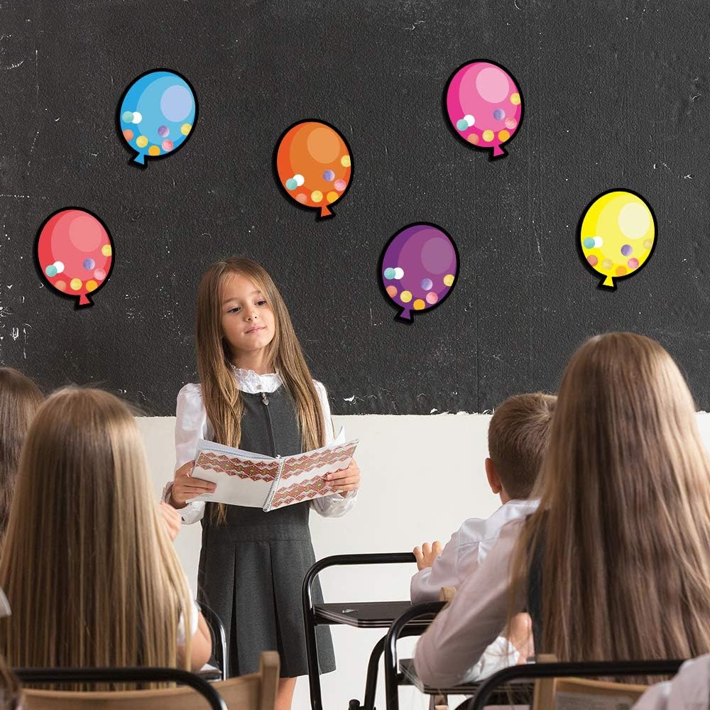 Balloons Colorful Cut-Outs Sticker, Fall Classroom Décor, 50 Pcs Assorted Designs, Back-to-School Decoration for Bulletin Board/Black Board Trim, Teacher/Student Use for Classroom/School Decoration