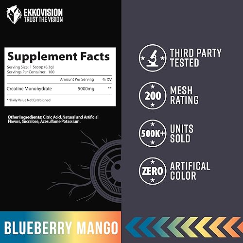 Vista 39 de Ekkovision Monohidrato de creatina en polvo, micronizado, limonada rosa, suplemento para antes del entrenamiento y después del entrenamiento