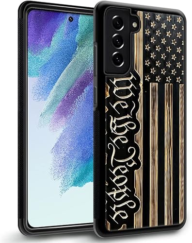 DAIZAG Funda compatible con Samsung Galaxy S22 Ultra, We The People USA Flag bandera estadounidense de grano de madera para hombre y mujer,