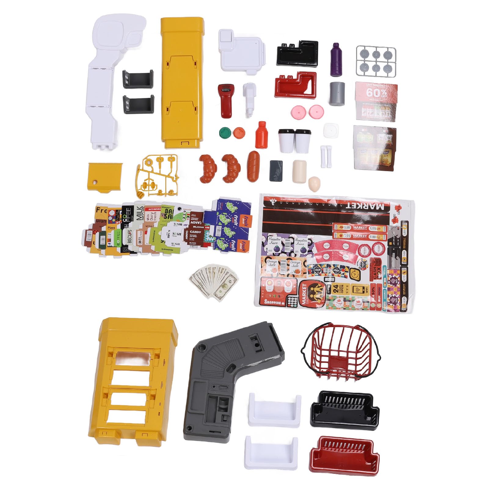 Alomejor Set da Gioco per Supermercato per Bambini, Carrello della Spesa Interattivo con Effetti Sonori e Luminosi, Gioco di Finzione, Giocattolo del Negozio di Alimentari per i più Piccoli