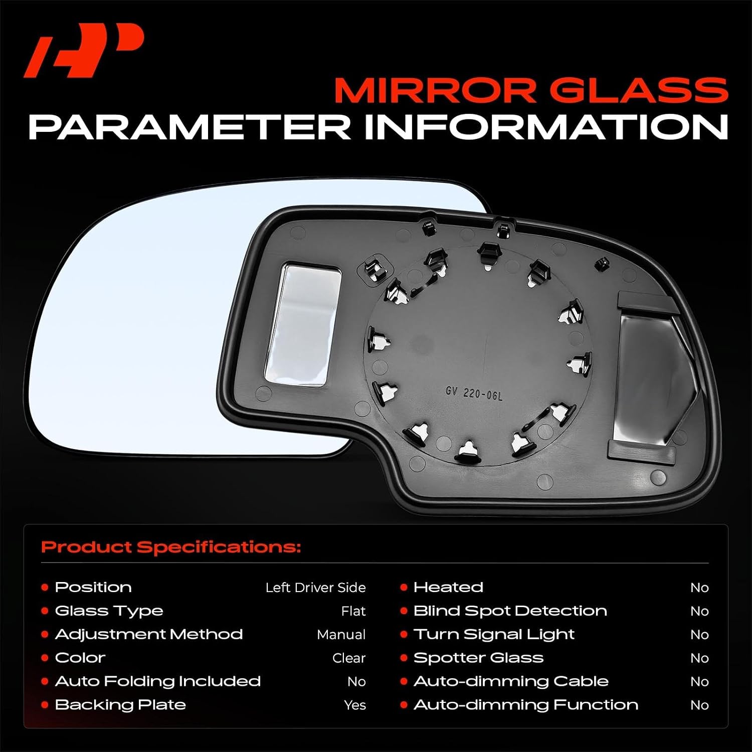 A-Premium Left Driver Side Non-Heated Manual Mirror Glass Compatible with Chevy Silverado, Tahoe, Suburban, Avalanche & GMC Sierra, Yukon & Cadillac Escalade, Escalade ESV/EXT