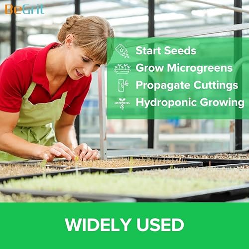 Miniatura 4 de BeGrit Microgreen Seed Starter - Bandejas de cultivo de semillas poco profundas, planos de germinación no estándar, bandeja 1015 sin agujeros,