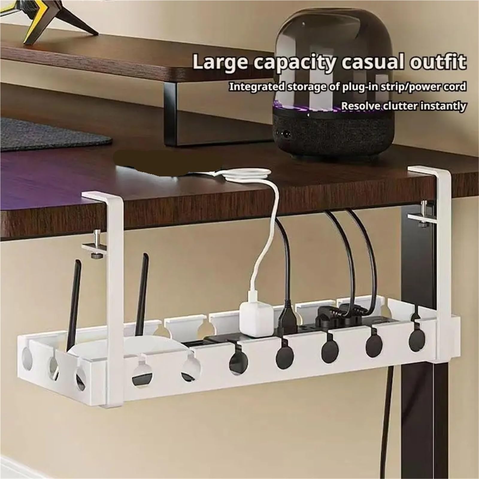 Kabelkanal Schreibtisch Schreibtisch-Kabelmanagement-Tablett for Organizer, Ladedatenkabel, PC-Computer-Rack im Heimbüro Zur Aufbewahrung(Black 43-74cm)