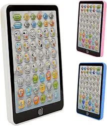 Brinquedo Tablet Interativo Bilingue Educativo Inglês Criança Menino Menina Sem Telas Viagem Música Letras Palavras Soletrar (Branco)