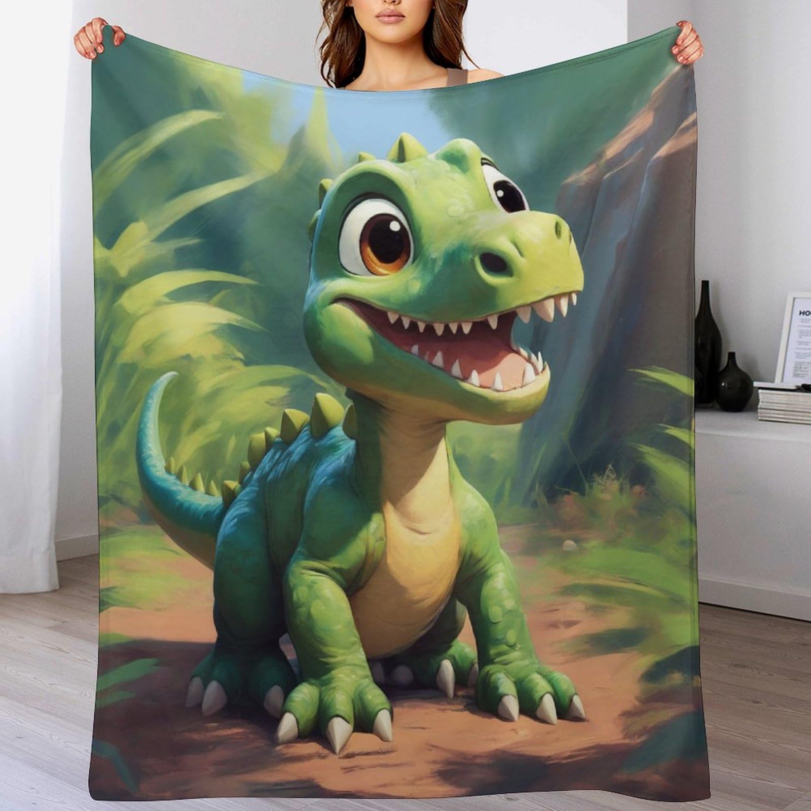 Couverture dinosaure en polaire pour des soirées cocooning douillettes