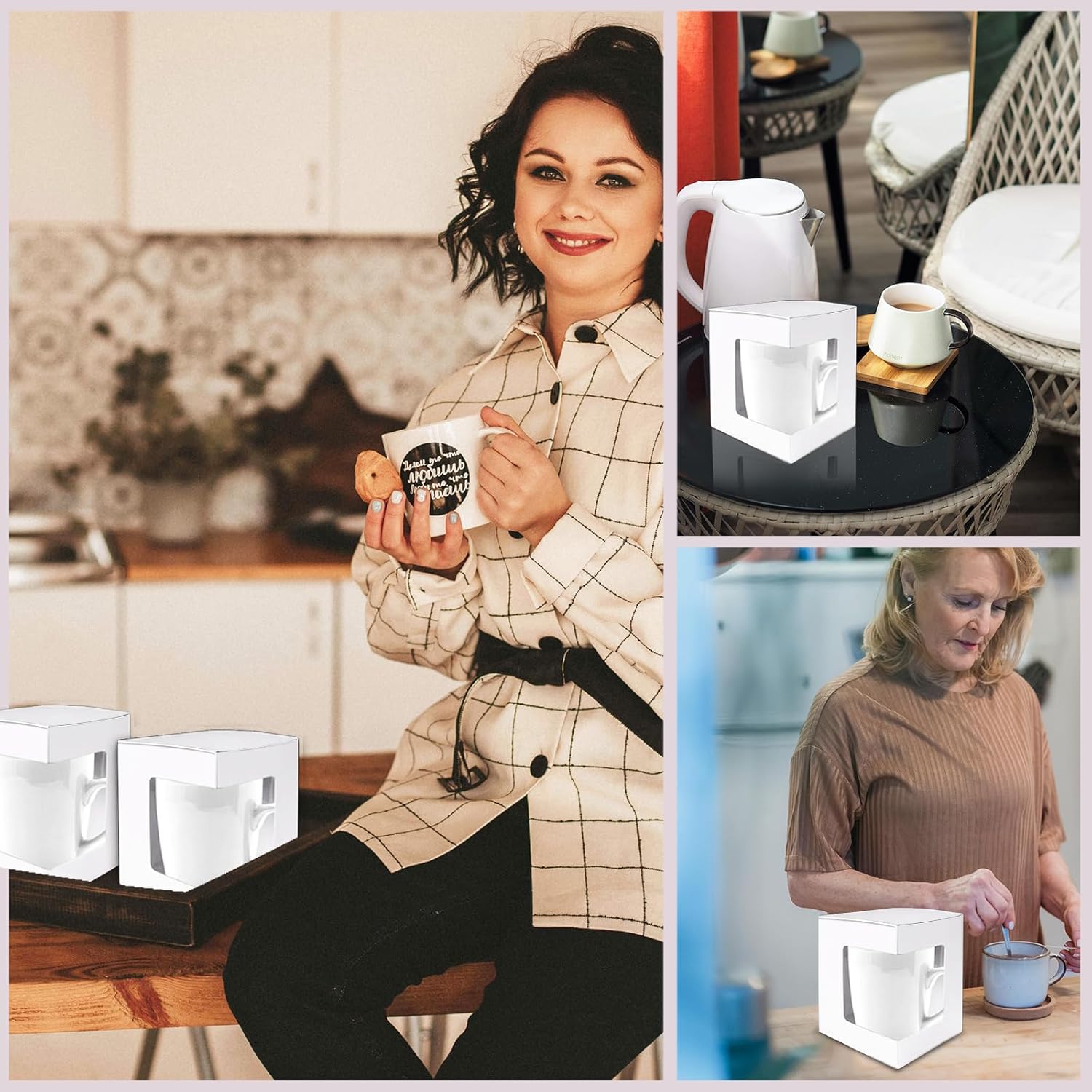 80 Pack Mug Boxes for Gifts Blanks Coffee Mugs Boxes Gift Boxes for Shipping Transparent Wine Glass Gift Box Sublimation Mugs Packaging Box for 11oz 12oz 15oz Gift Wrapping (White)