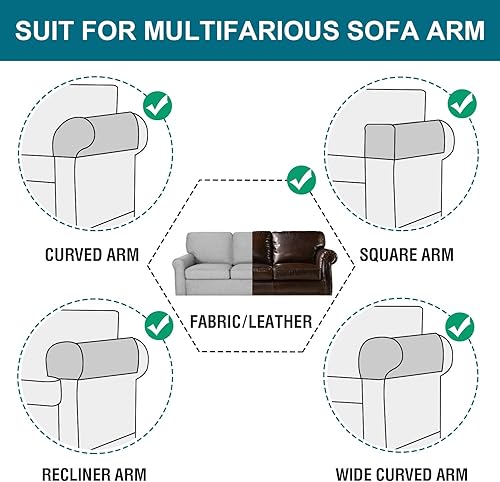 Miniatura 5 de Turquoize Fundas impermeables para reposabrazos para sillas y sofás, fundas para reposabrazos de sofá con bolsillo lateral, protector de muebles