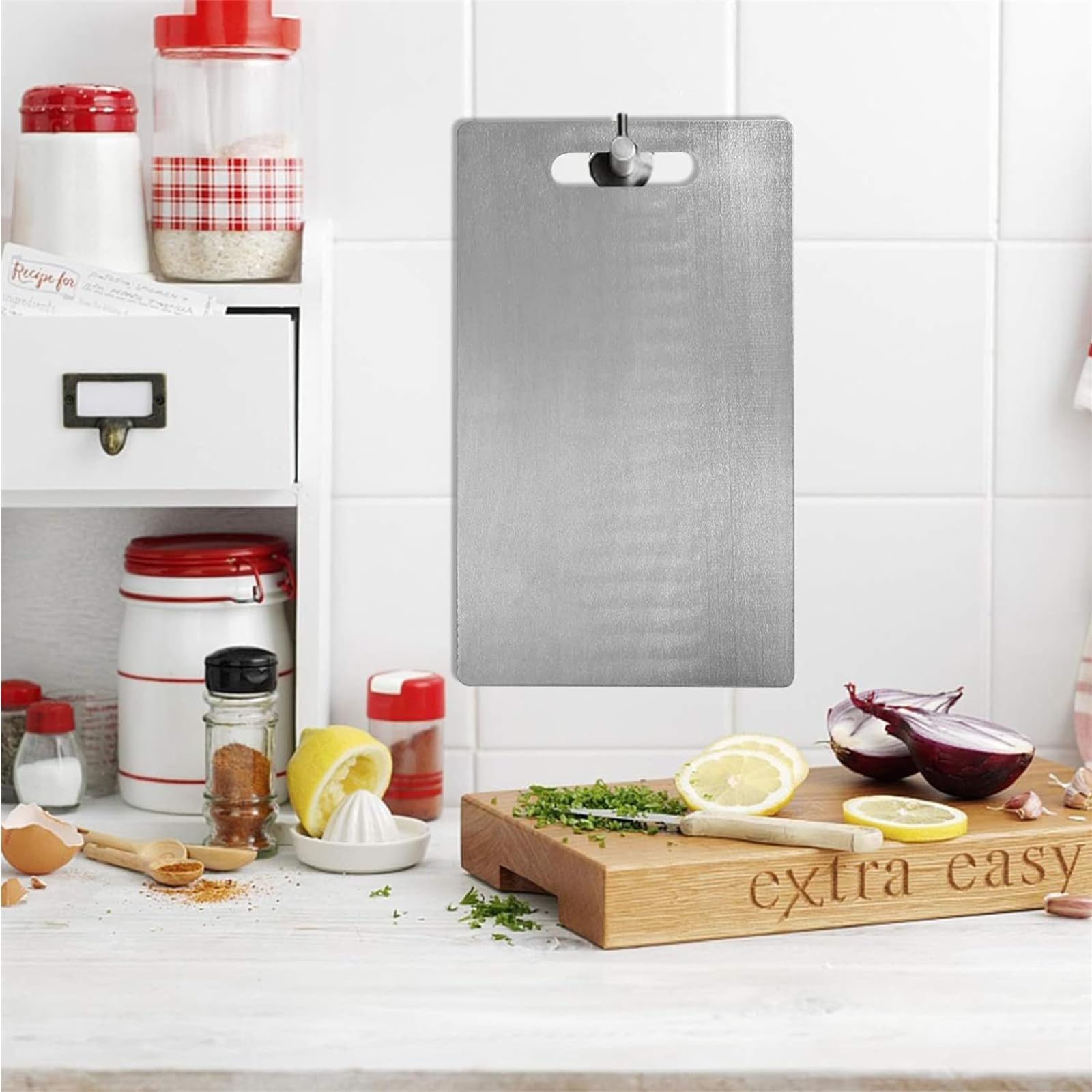 Schneidebrett, Titanium Cutting Board, Schneidbrett aus Edelstahl für Küche, Doppelseitiges Lebensmittel Grade Schneidebrett, Küchenbrett für Küche Obst/Gemüse/Fleisch (60x49cm)