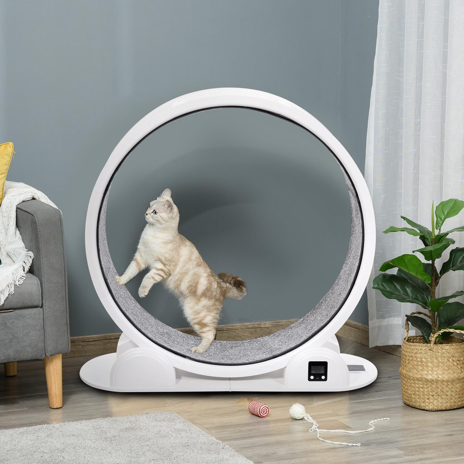 Ruota per gatti - Ruota da corsa per gatti da 103,6 cm, ruota di bilanciamento grande in TPE super silenziosa per, con contapassi, portata 22,7 kg, per di piccola, media e grande taglia